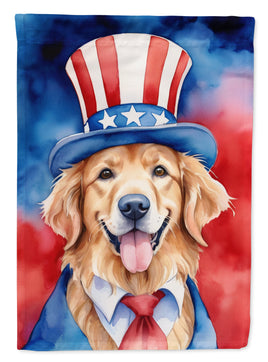 Golden Retriever Patriotic American House Flag