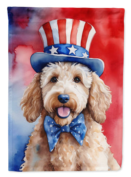 Goldendoodle Patriotic American House Flag