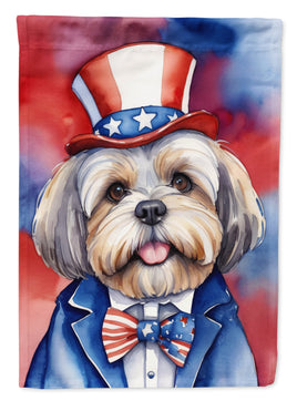 Lhasa Apso Patriotic American House Flag