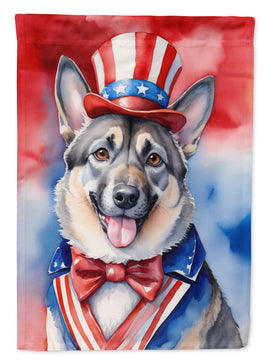 Norwegian Elkhound Patriotic American House Flag