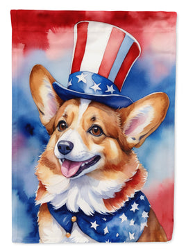 Corgi Patriotic American Garden Flag