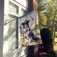Border Collie Cowboy Welcome House Flag