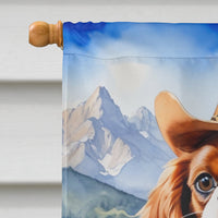 Cavalier Spaniel Cowboy Welcome House Flag
