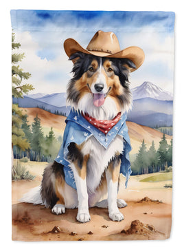 Collie Cowboy Welcome House Flag