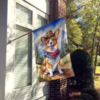 Corgi Cowboy Welcome House Flag