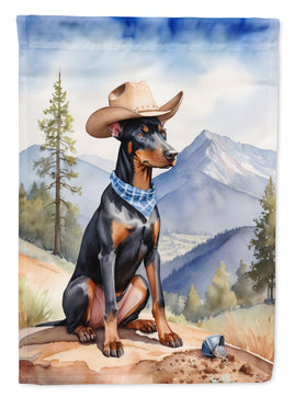 Doberman Pinscher Cowboy Welcome House Flag