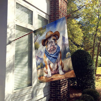 English Bulldog Cowboy Welcome House Flag