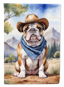 English Bulldog Cowboy Welcome House Flag