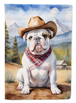 English Bulldog Cowboy Welcome House Flag
