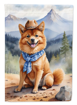 Finnish Spitz Cowboy Welcome House Flag
