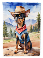 Miniature Pinscher Cowboy Welcome House Flag