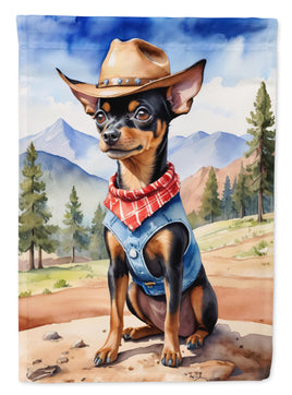 Miniature Pinscher Cowboy Welcome House Flag
