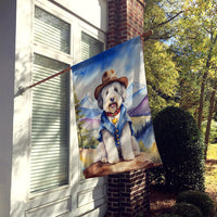 Old English Sheepdog Cowboy Welcome House Flag