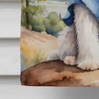 Old English Sheepdog Cowboy Welcome House Flag