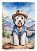 Old English Sheepdog Cowboy Welcome House Flag