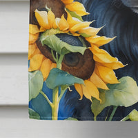 Belgian Sheepdog in Sunflowers House Flag
