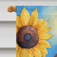 Cavalier Spaniel in Sunflowers House Flag