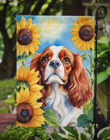Cavalier Spaniel in Sunflowers Garden Flag