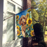 Cockapoo in Sunflowers House Flag