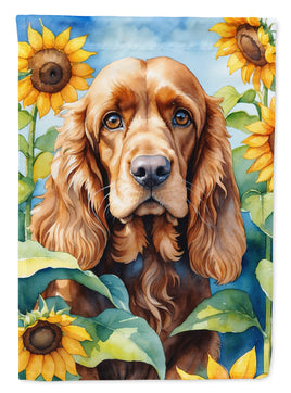 Cocker Spaniel in Sunflowers House Flag