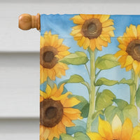 Cocker Spaniel in Sunflowers House Flag