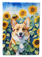 Corgi in Sunflowers Garden Flag