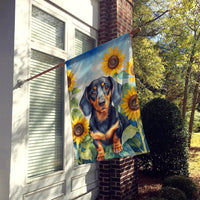Dachshund in Sunflowers House Flag