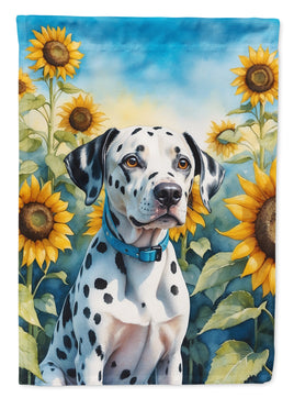 Dalmatian in Sunflowers House Flag
