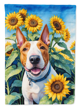 English Bull Terrier in Sunflowers House Flag