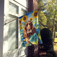 English Cocker Spaniel in Sunflowers House Flag