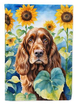 English Cocker Spaniel in Sunflowers House Flag