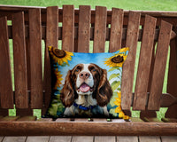 English Springer Spaniel in Sunflowers Throw Pillow