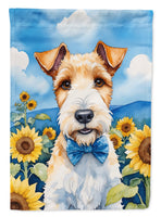 Fox Terrier in Sunflowers House Flag
