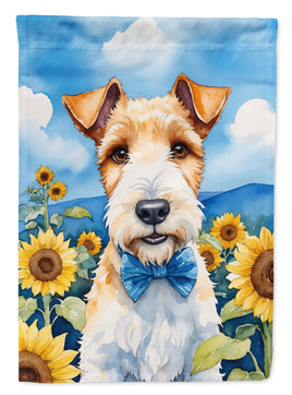 Fox Terrier in Sunflowers House Flag