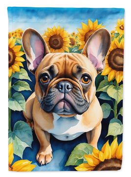 French Bulldog in Sunflowers House Flag