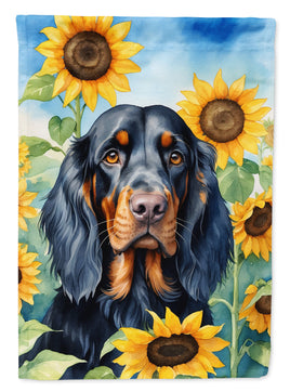 Gordon Setter in Sunflowers House Flag