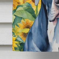 Great Dane in Sunflowers House Flag