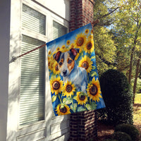 Jack Russell Terrier in Sunflowers House Flag