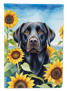 Labrador Retriever in Sunflowers House Flag