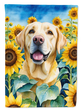 Labrador Retriever in Sunflowers House Flag