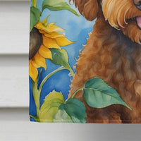 Labradoodle in Sunflowers House Flag