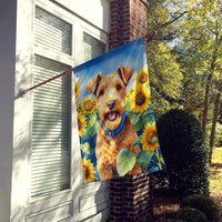 Lakeland Terrier in Sunflowers House Flag