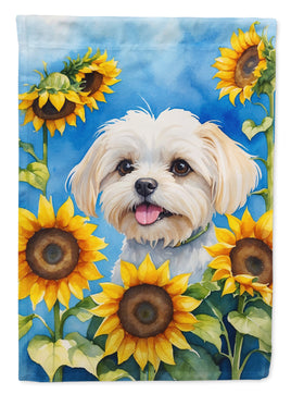 Maltese in Sunflowers House Flag