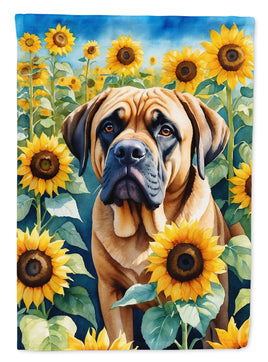 Mastiff in Sunflowers House Flag