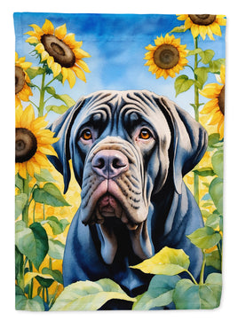 Neapolitan Mastiff in Sunflowers House Flag