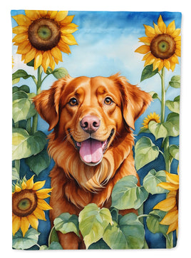 Nova Scotia Duck Toller in Sunflowers House Flag
