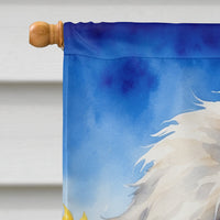 Old English Sheepdog in Sunflowers House Flag