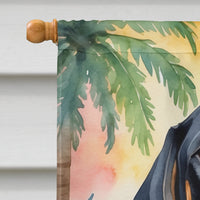 Black and Tan Coonhound Luau House Flag