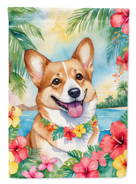 Corgi Luau Garden Flag