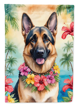 German Shepherd Luau House Flag